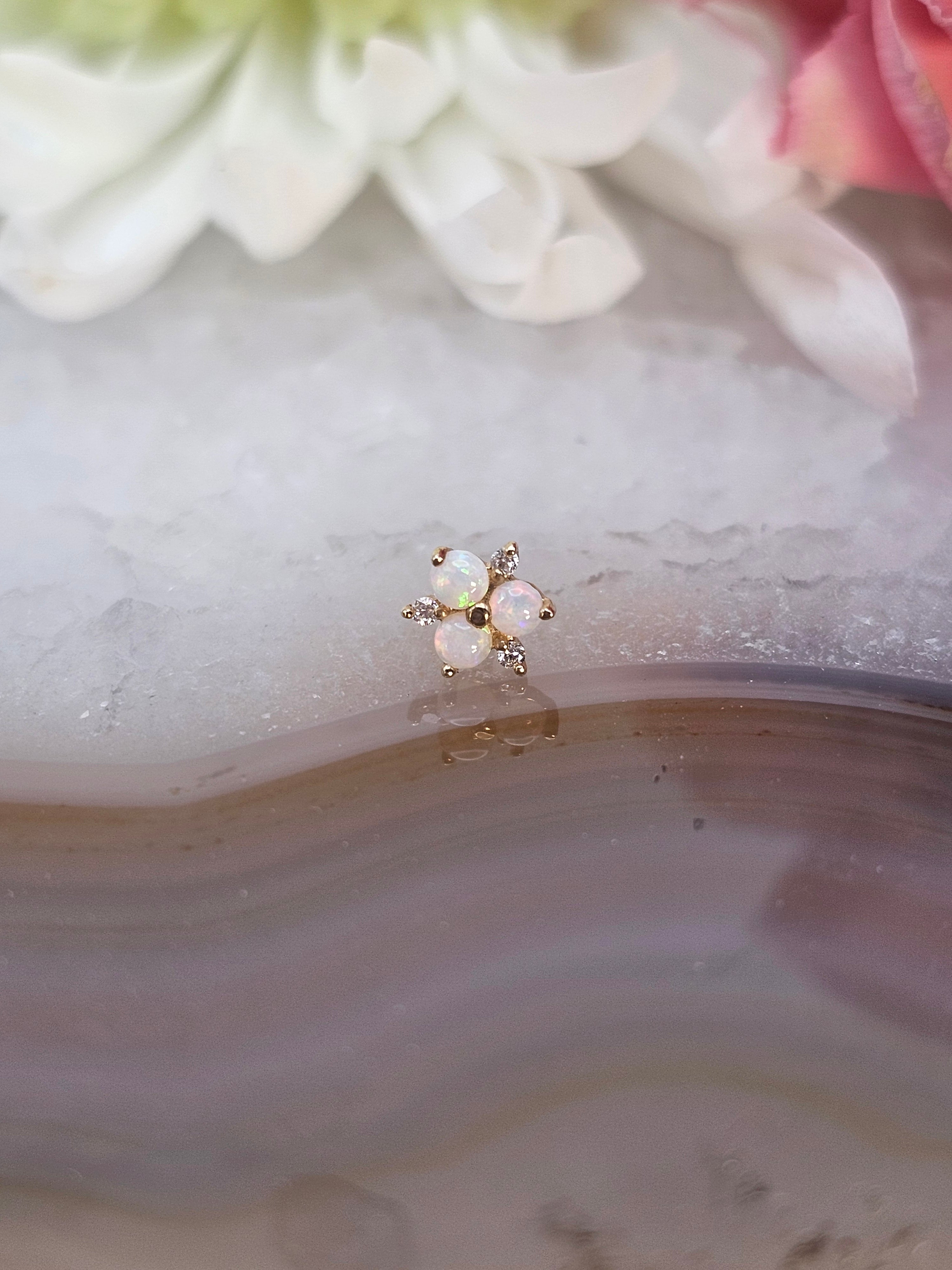 Ember yellow gold Soleil with Opal and Diamond – Facet Piercing and ...